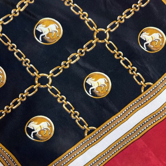 Foulards Pierre Baccara Vintage Equestrian 100% Silk Lyon Rectangular Scarf - Picture 8 of 10